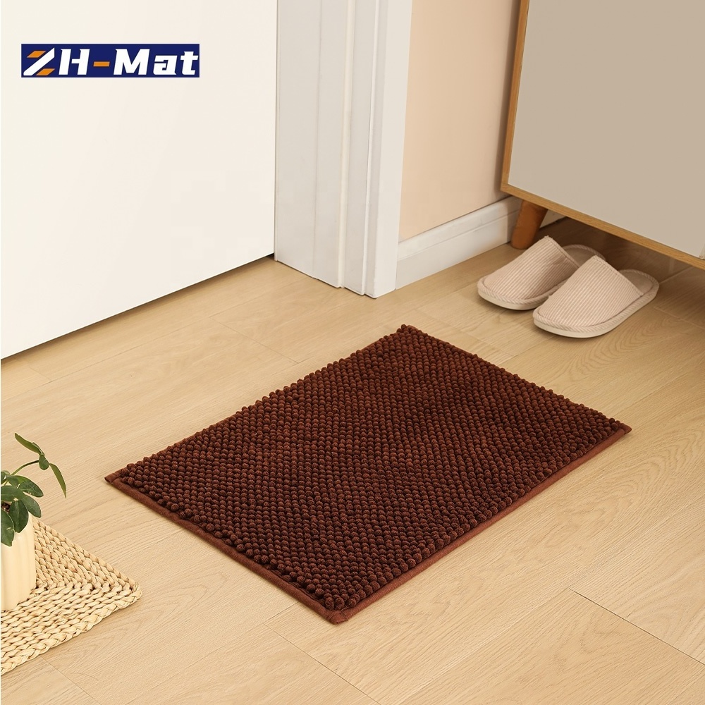 Custom China Factory Machine Washable Chenille Door Mat Kitchen Runner Carpet High Absorbent TPR Rubber Backed Bathroom Rug