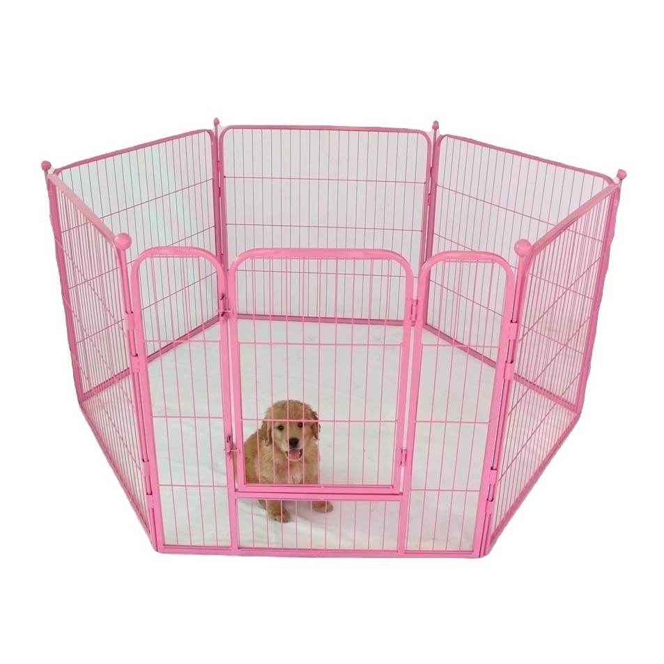 Zunhua Meihua china factory pink steel tube folded dog kennels with tray dog cage pet supplies outdoor indoor animal cages