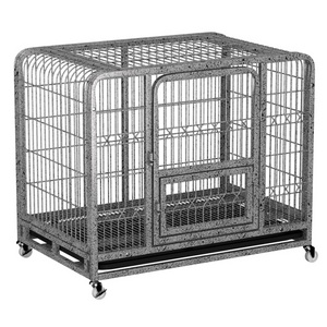 Wholesale Folding Pet Dog Crates Dog Cages Metal Kennels Chew Resistant Plastic Base Tray And Carrier Handle