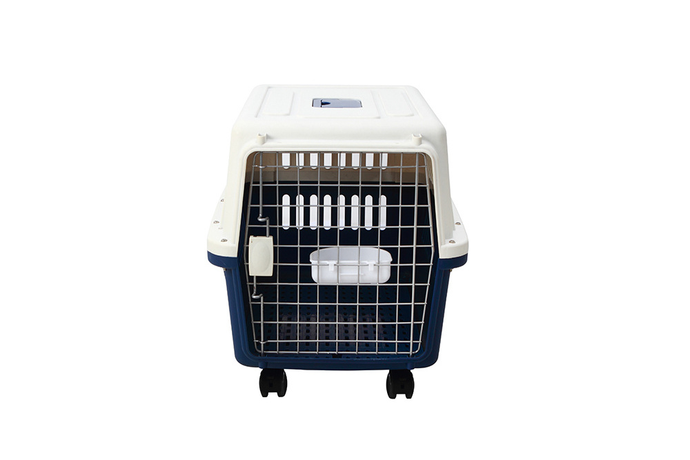 Zunhua Meihua Pet Supplies Plastic Kennels Rolling Plastic Airline Approved Wire Door Travel Dog Carrier