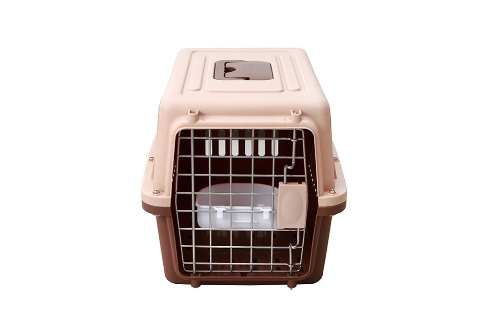 Rolling Plastic Airline Approved Wire Door plastic pet carrier double cat carrier on wheels