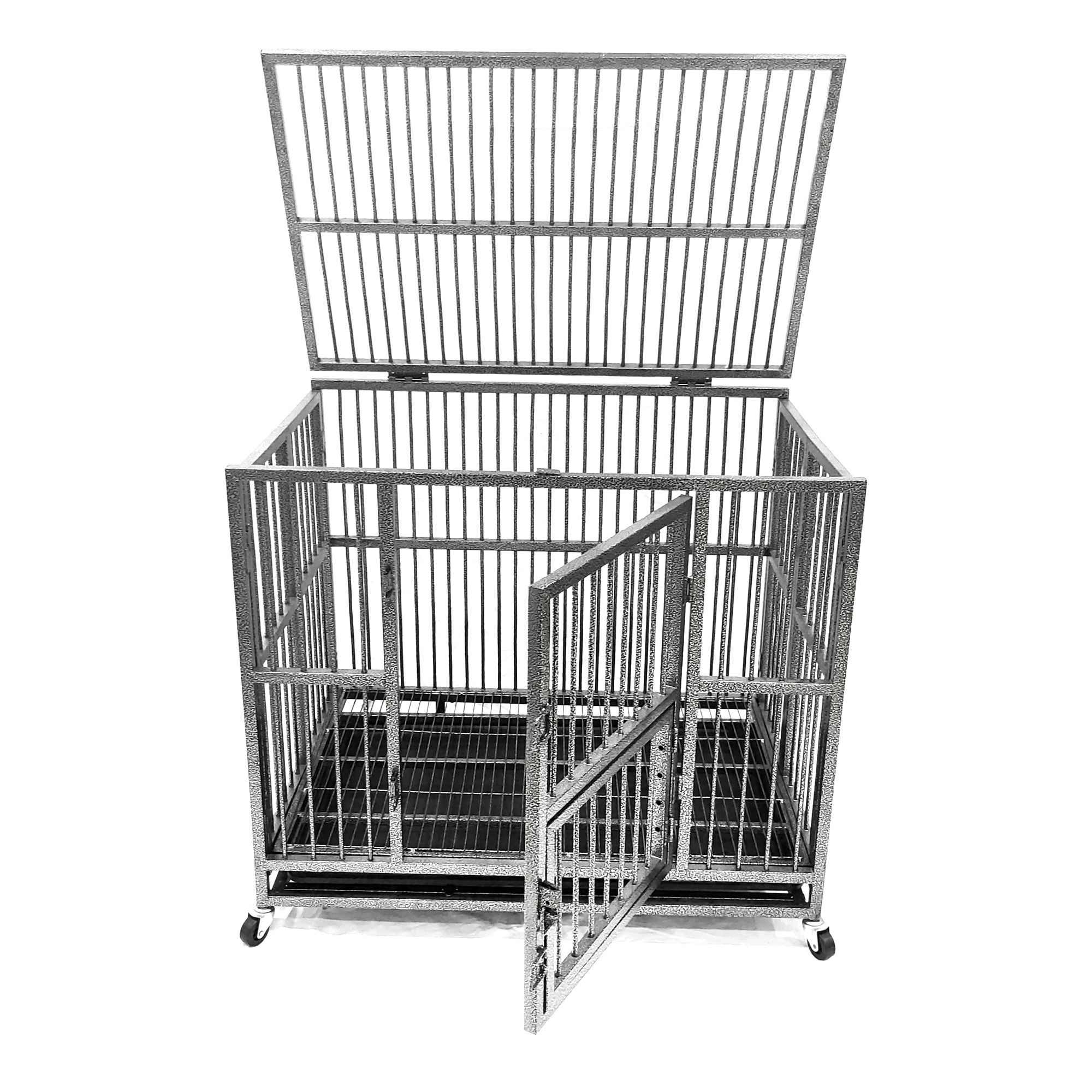 Easy Assemble Cheap Heavy Rolling Wheels Foldable Iron Metal Animal Pet Dogs Cage Crate Kennel for Large Dogs