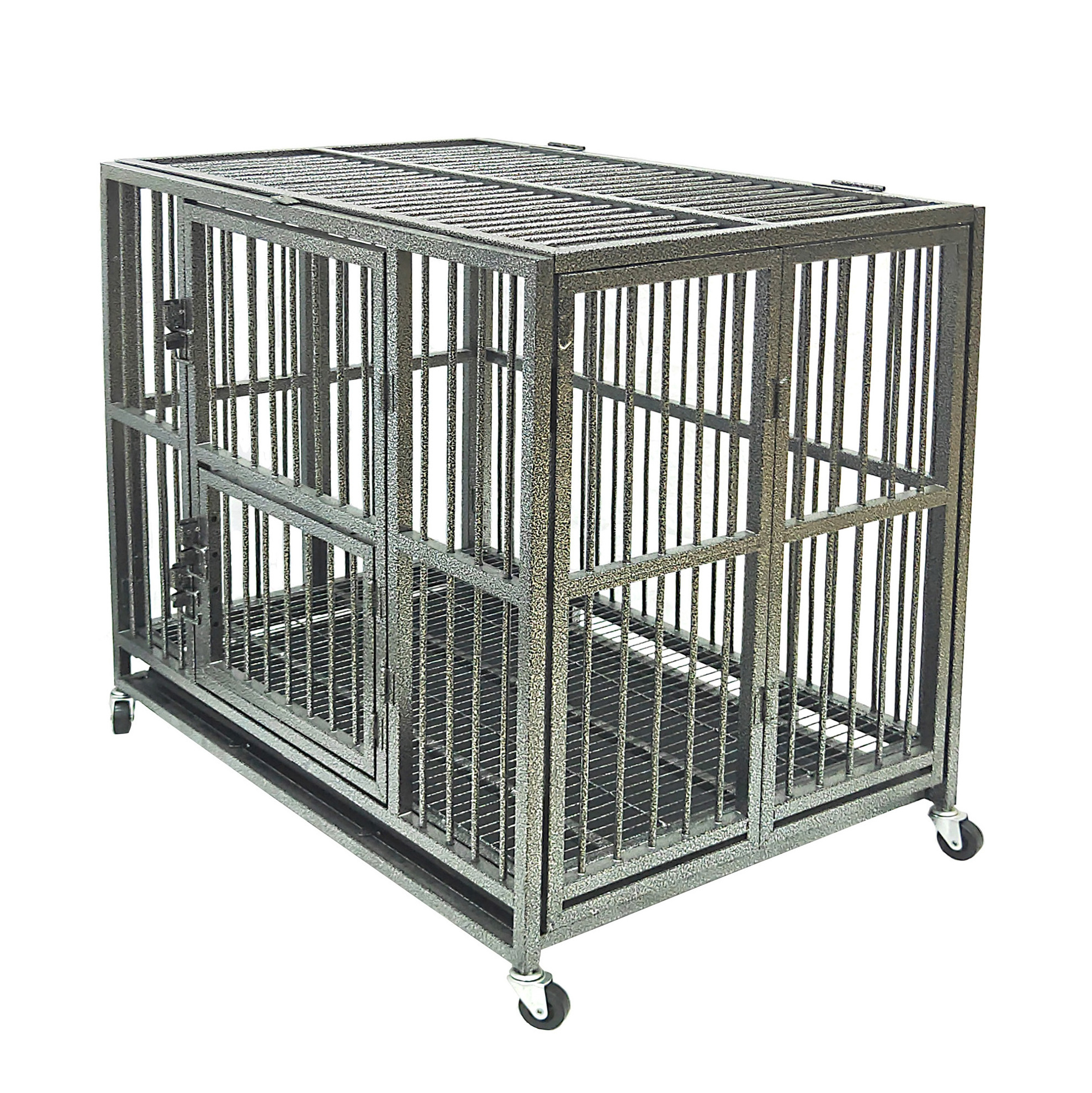 Easy Assemble Cheap Heavy Rolling Wheels Foldable Iron Metal Animal Pet Dogs Cage Crate Kennel for Large Dogs