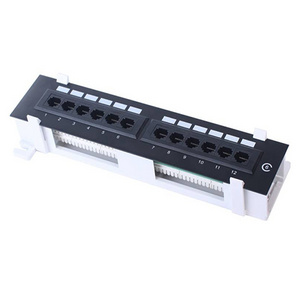 fully  loaded 12 port  wall mount  patch panel rack  rj45 utp cat6 cat5e  patch panel