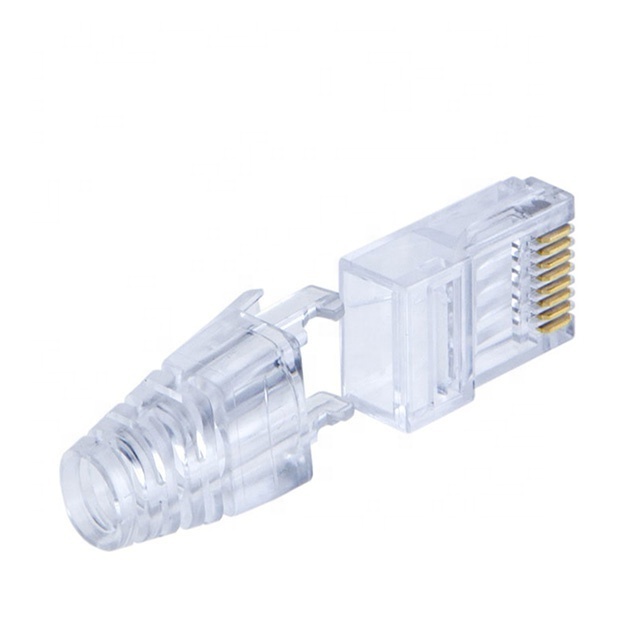 Cat6 Cat5 Rj45 modular plug  8p8c  Ethernet Rj45 Connector with transparent strain relief  boot