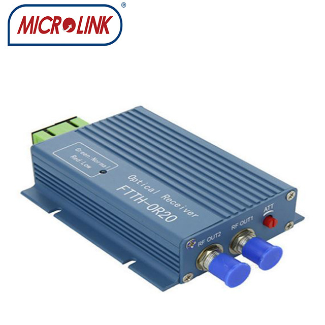 Ftth CATV optical receiver mini node 2 RF +1 Pon loop out 1550nm Fiber Optic equipment Receiver AGC micro ftth node with WDM