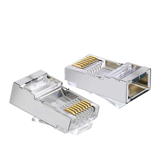 Gold Plate 3 Prong  FTP CAT6  23AWG  Shielded Keyston Jack CAT6 connector Rj45 modular plug