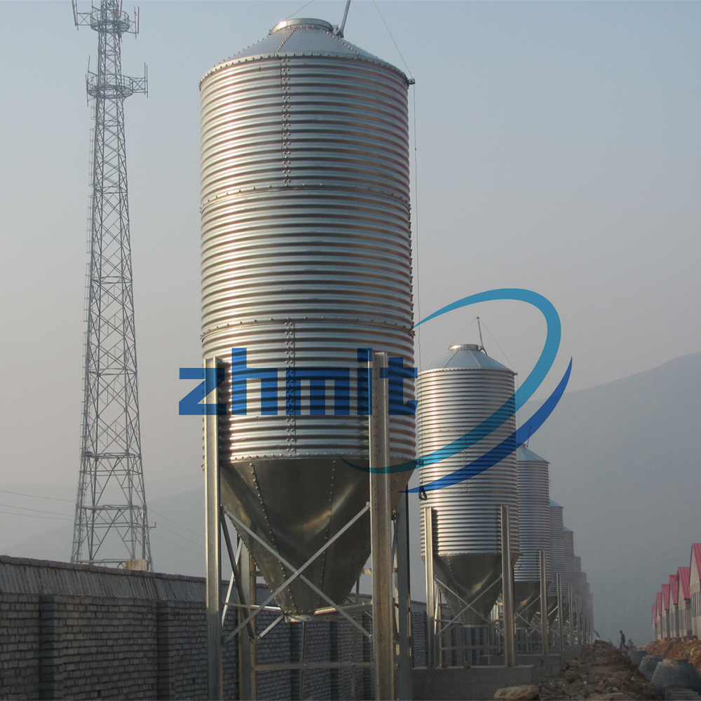 Hot-dip galvanized grain storage silo chicken feed silo barley corn seed grain storage feed silo 50 tons for sale