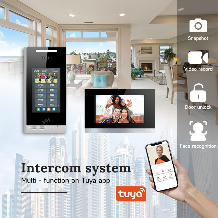 TCP/IP Wire Video Intercom System Door Phones With Tuya  For Multi Apartment Building Intercom Video POE Doorbell