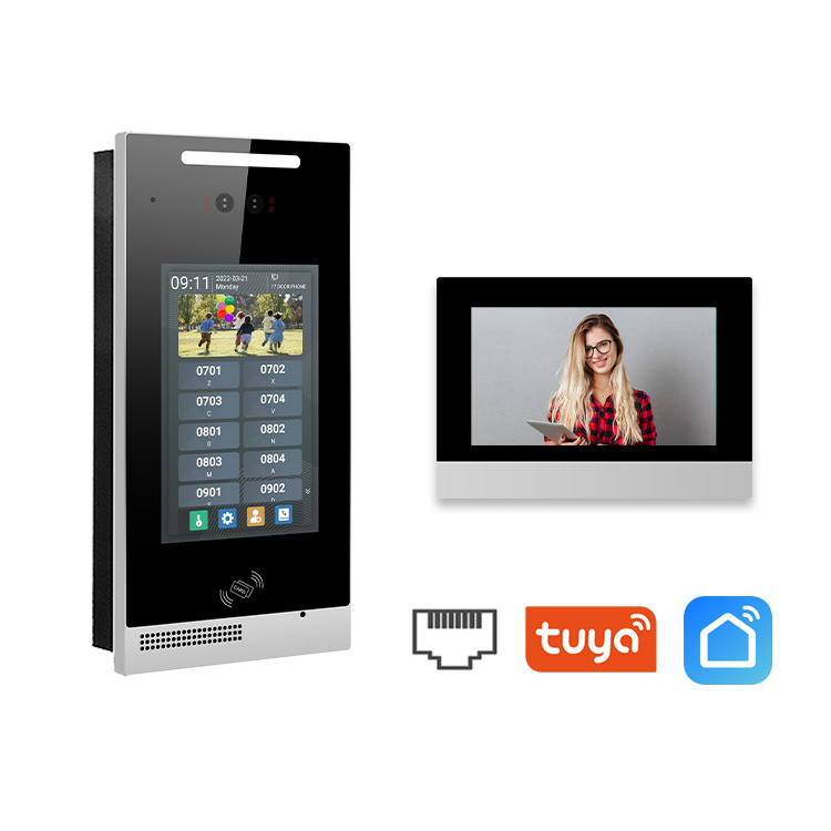 TCP/IP Wire Video Intercom System Door Phones With Tuya  For Multi Apartment Building Intercom Video POE Doorbell