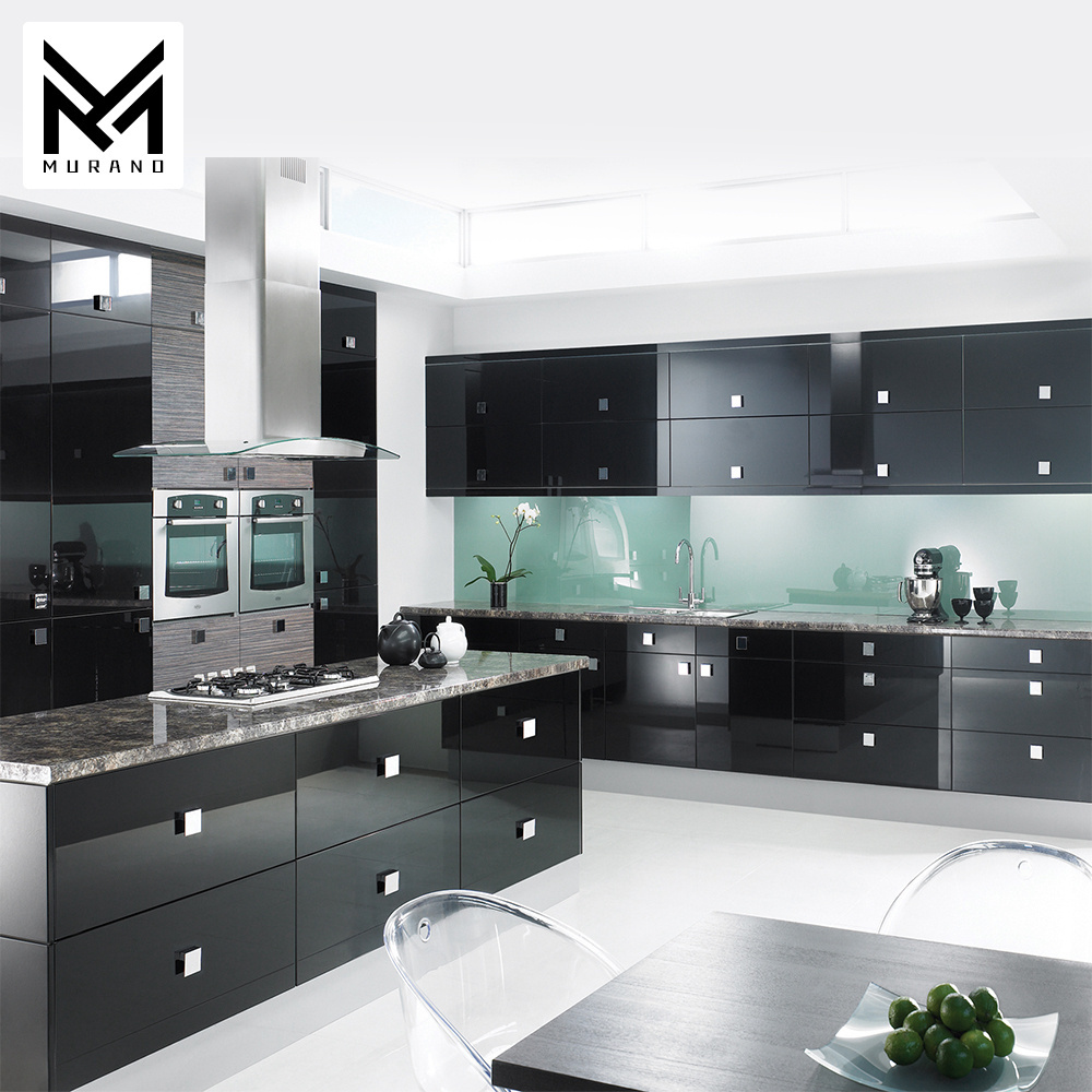 Customised Modern American Style Grey Compact Kitchen Cabinet Furniture Acrylic Kitchen Sinks Wall Cupboard Cabinet Units Set