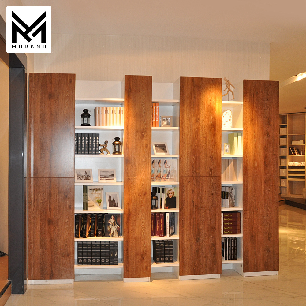 New Design PVC Material Wooden Wardrobe Modern Style Swing Door Closet Wardrobe With Book Shelf