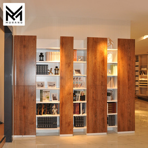 New Design PVC Material Wooden Wardrobe Modern Style Swing Door Closet Wardrobe With Book Shelf