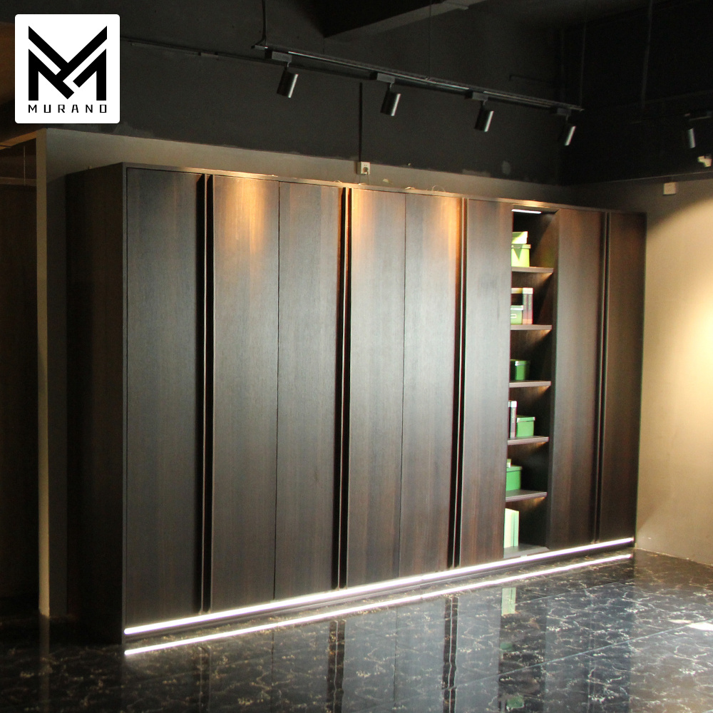 New Design PVC Material Wooden Wardrobe Modern Style Swing Door Closet Wardrobe With Book Shelf