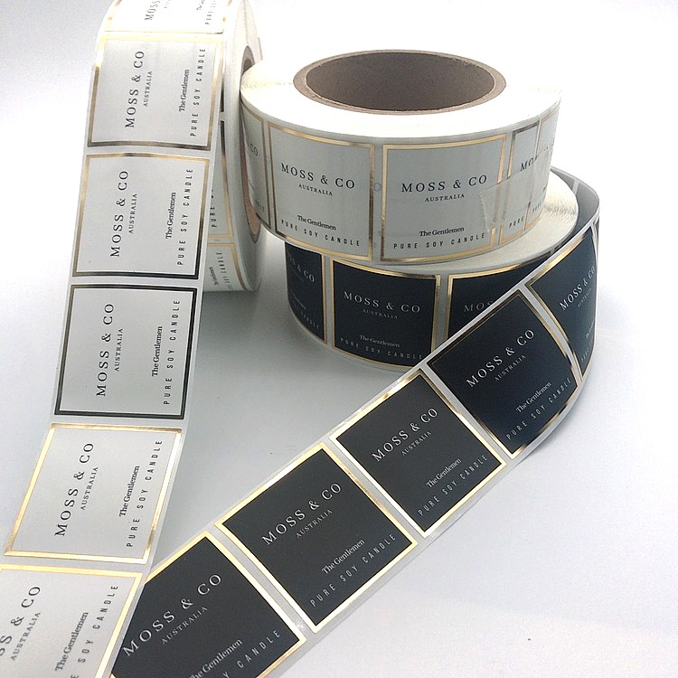 Custom Square Sticker Label With Gilded Edge Stamping Logo Vinyl Sticker