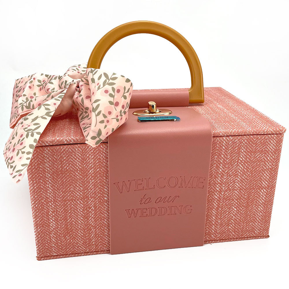 Pink Gift Box Packaging Customized Decorations Wedding Gifts For Guests Candy Box Party Cover Boxes With Ribbon