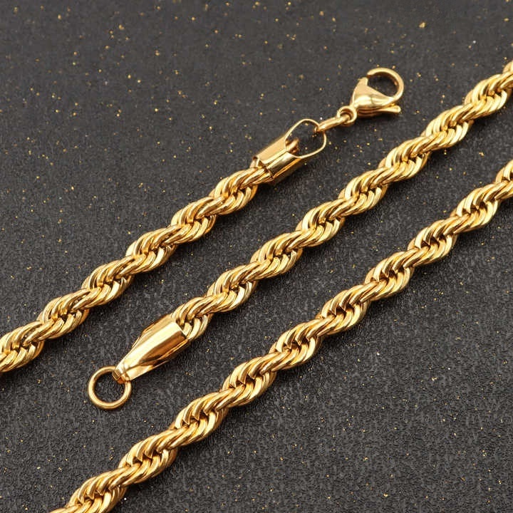 Factory Wholesale High Quality Cheap 18K Gold Silver Necklace Chain Jewelry Stainless Steel 3-7mm Rope Chain For Pendant