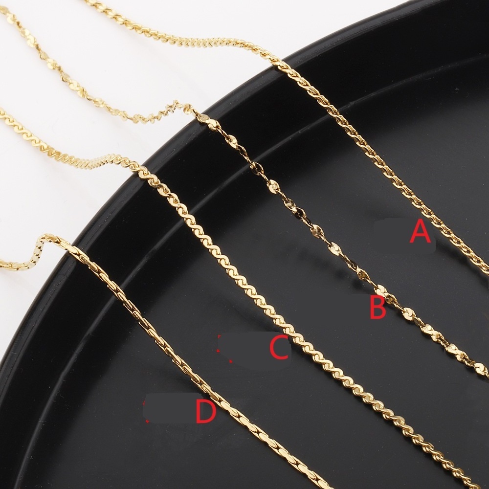 Wholesale 18k gold titanium steel necklace Hammer round water chain flat s chain stainless steel clavicle chain diy jewelry