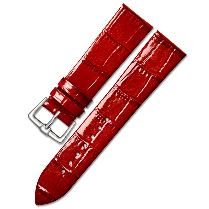 14mm 16mm 18mm 20mm Fashionable  Bamboo Thin Slim Style Red White Genuine Leather Watch Strap