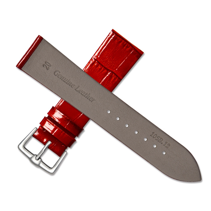 14mm 16mm 18mm 20mm Fashionable  Bamboo Thin Slim Style Red White Genuine Leather Watch Strap