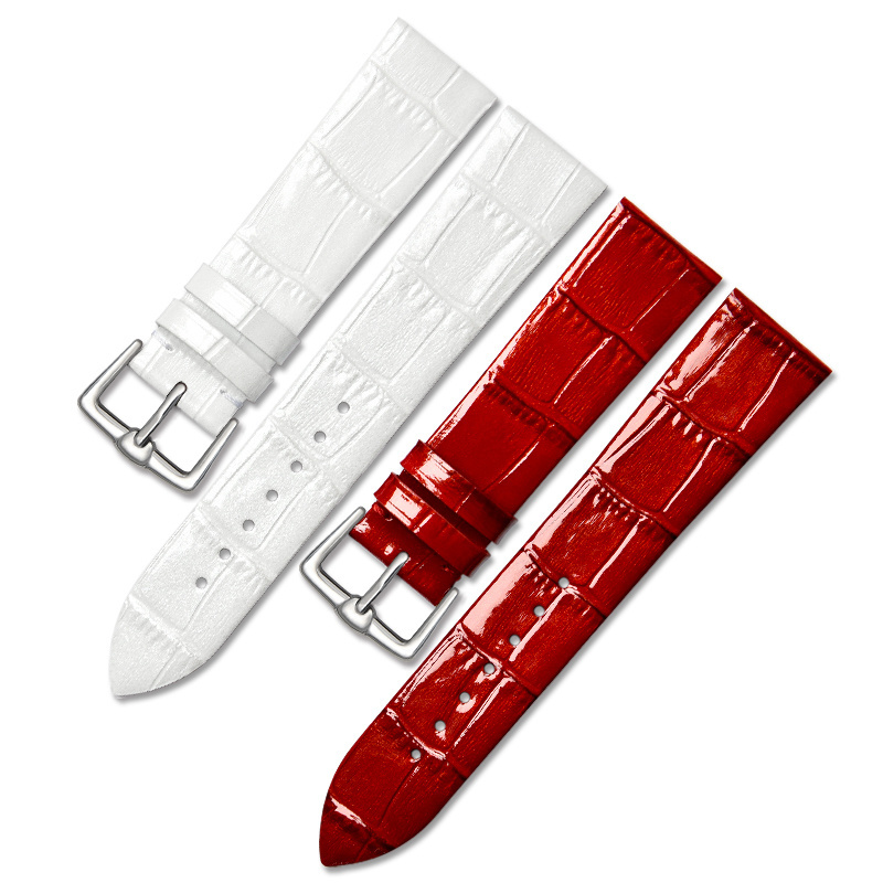 14mm 16mm 18mm 20mm Fashionable  Bamboo Thin Slim Style Red White Genuine Leather Watch Strap