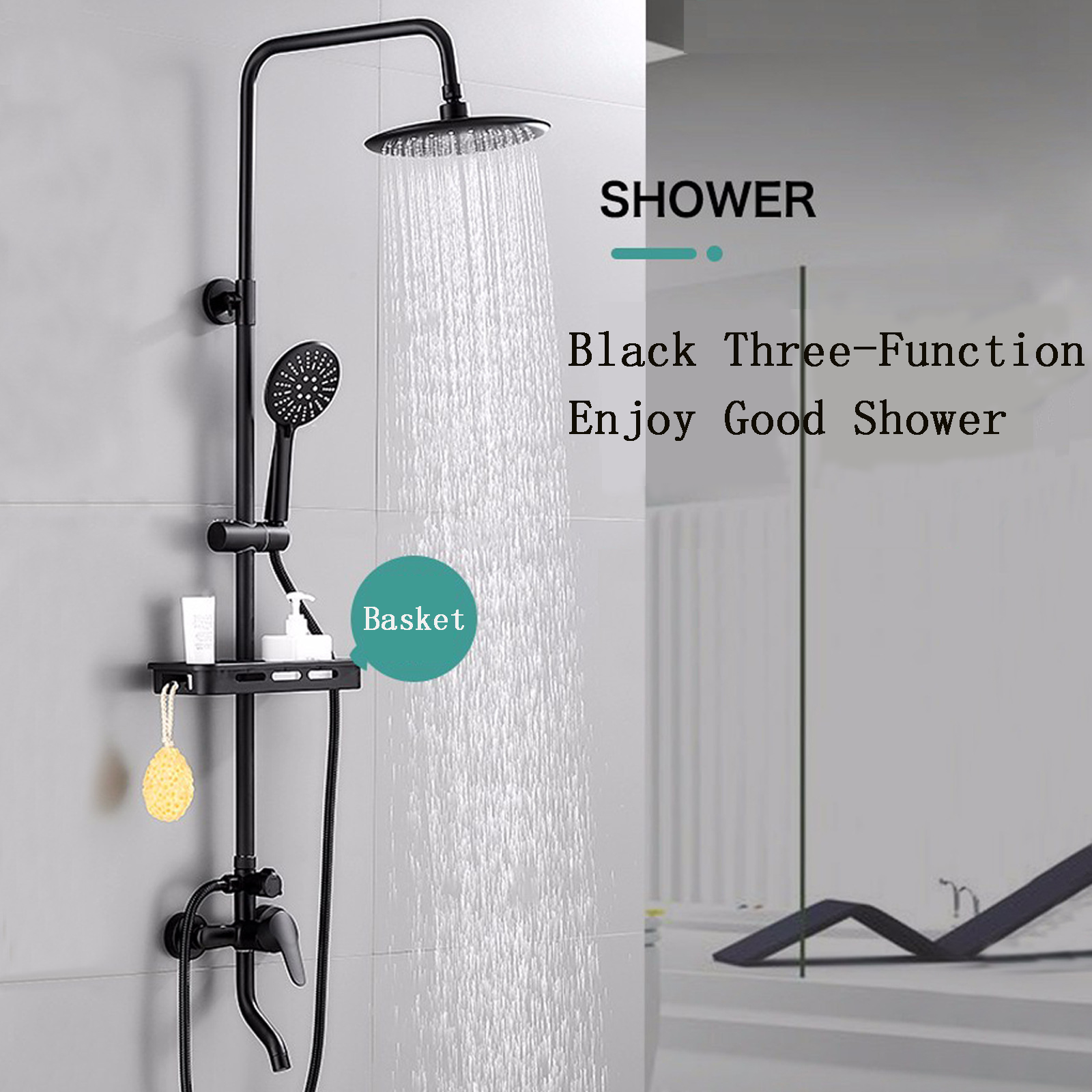 FUJIAN factory Wholesale brass wall mounted cheap shower Faucet mixer exposed matte black bathroom shower kits or shower set