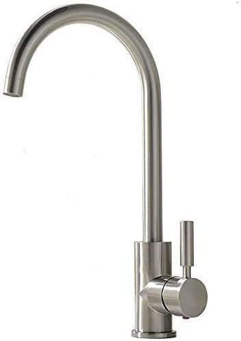 Modern Stainless Steel Single Handle Faucet Brushed Nickel, 360 Degree Swivel Hot and Cold Kitchen Sink Faucet