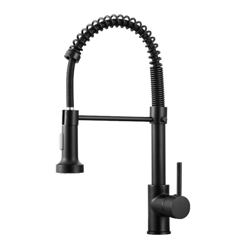 Pull Down Kitchen Sink Faucet Hot and Cold Cupc Commercial Spring Sale Black Cheap OEM Ceramic Style Brass Lead Surface Graphic