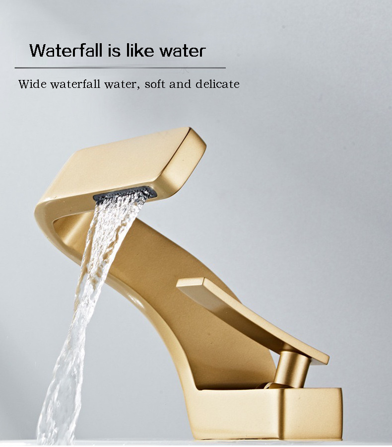 Newest design Bathroom Sink Waterfall Faucet, Brass Single Handle Hot and Cold Water faucet Grifo