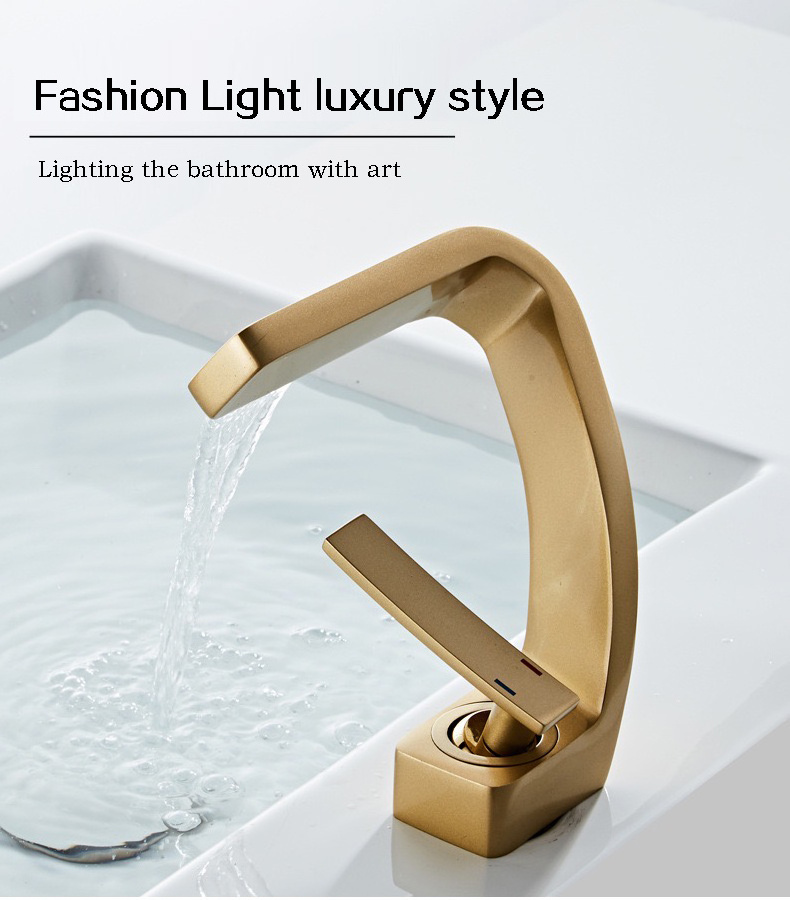 Newest design Bathroom Sink Waterfall Faucet, Brass Single Handle Hot and Cold Water faucet Grifo