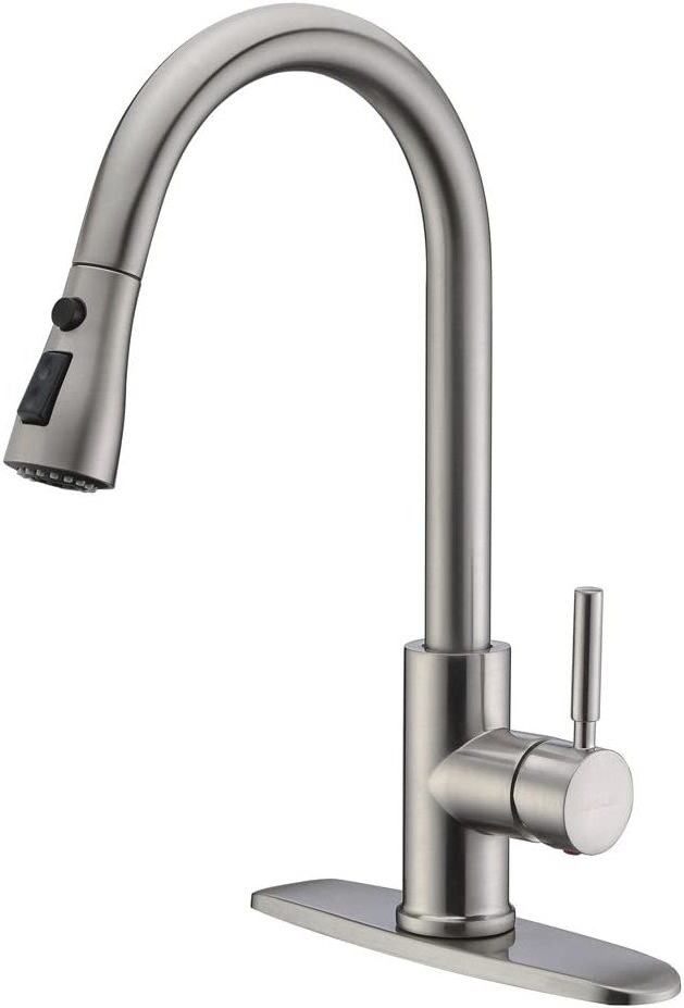 Grifo  Best Seller Single Handle Brushed Nickel Pull Out Faucet,Stainless Steel Kitchen Sink Faucets with Sprayer