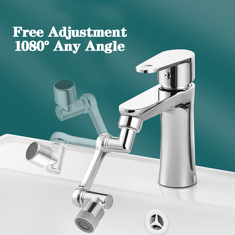 Brass Mechanical Arm Faucet Aerator Splash Head Filter Sprayer Kitchen Basin Faucet 1080 Degrees Rotating Faucet Extender Nozzle