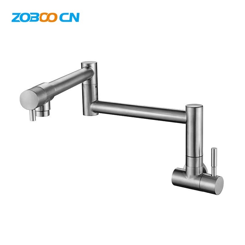 Hot Sale Pot filler Brushed Wall Mounted Single Cold  folding kitchen faucet 360 degree rotatable vegetable sink faucet