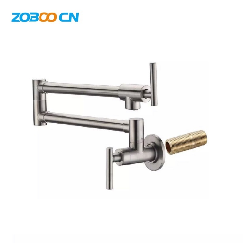 Hot Sale Pot filler Brushed Wall Mounted Single Cold  folding kitchen faucet 360 degree rotatable vegetable sink faucet