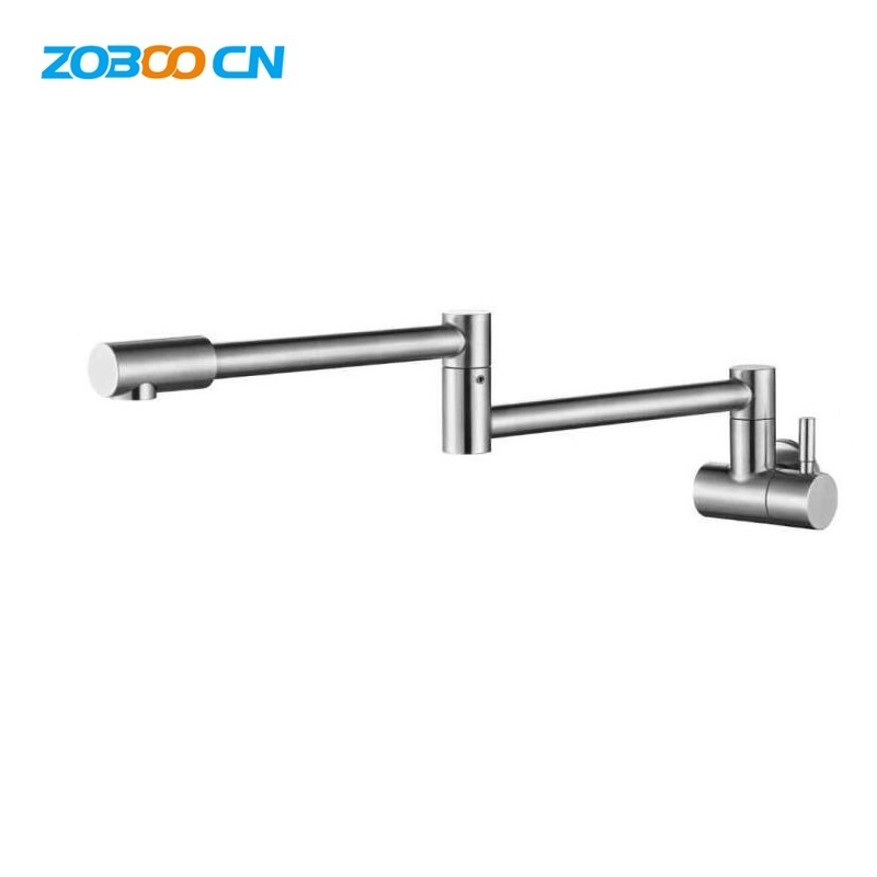 Hot Sale Pot filler Brushed Wall Mounted Single Cold  folding kitchen faucet 360 degree rotatable vegetable sink faucet