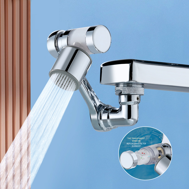 New Universal 1080 Degree Rotation Extender All Brass Filter Faucets Adaptor Flexible 2 Outlet Modes Filter Robotic Arm