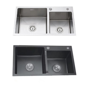 China Custom Manufacture Handmade Sink stainless steel 304 201single double bowl with strainer luxury kitchen sink commercial