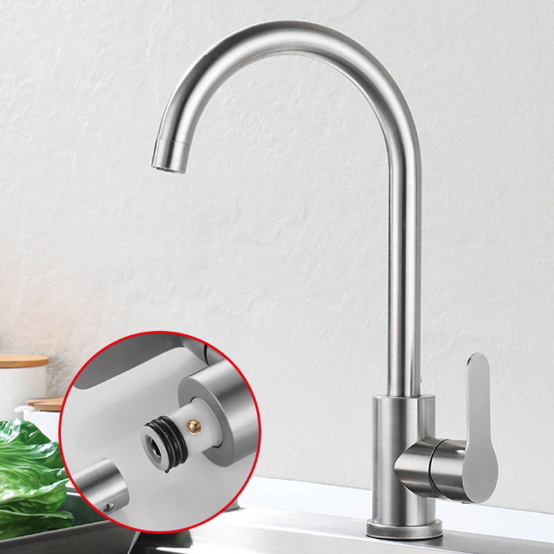 Free Sample Kitchen Classic Bearing Rotating Core Faucet 304 Stainless Steel Dish Basin Faucet Weighted Large Curved Faucet