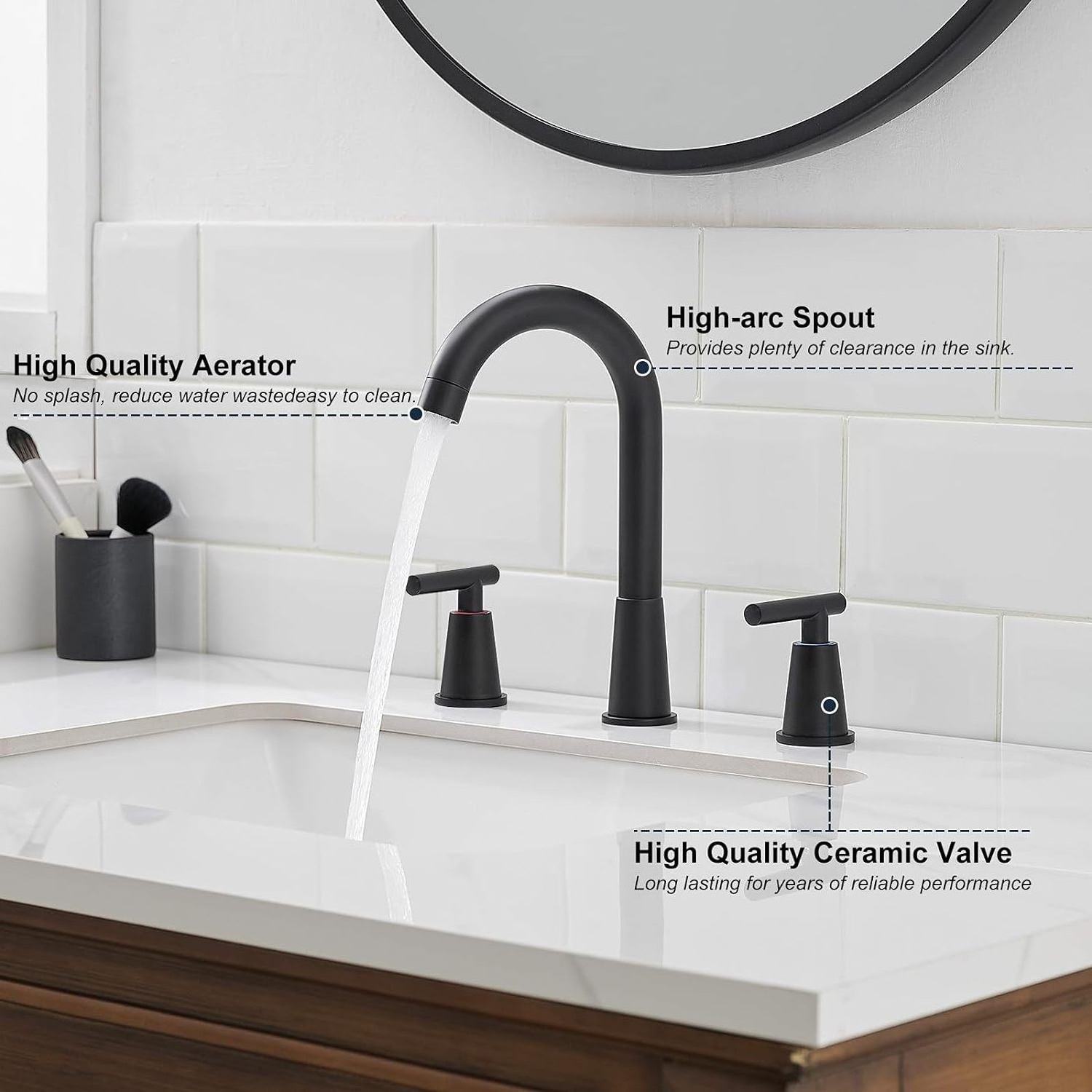 Manufacturers New Design Super Quality Matte Black Three-Hole Double Handle Basin Faucet Hot cold Basin Faucets