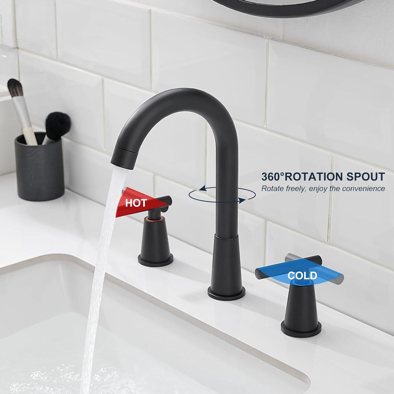 Manufacturers New Design Super Quality Matte Black Three-Hole Double Handle Basin Faucet Hot cold Basin Faucets