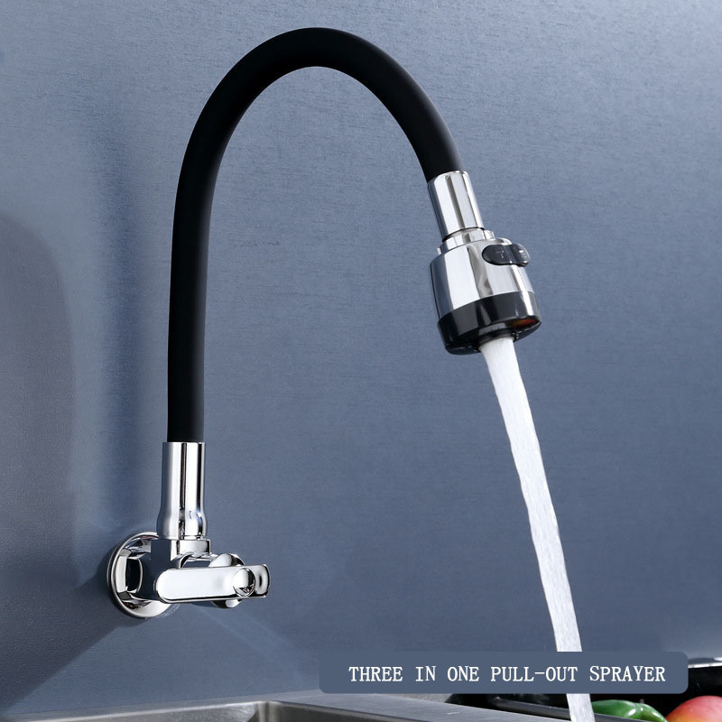 South America Wall Mounted Gourmet Kitchen Faucet Tap Single Cold Water Color Flexible Silicone Hose Peru