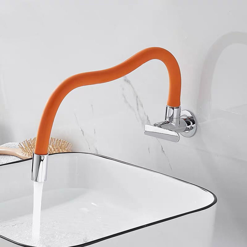 Plastic Wheel Flexible bathroom Faucet Color Cold Sink Faucet Copper Single Handle  Pull Down