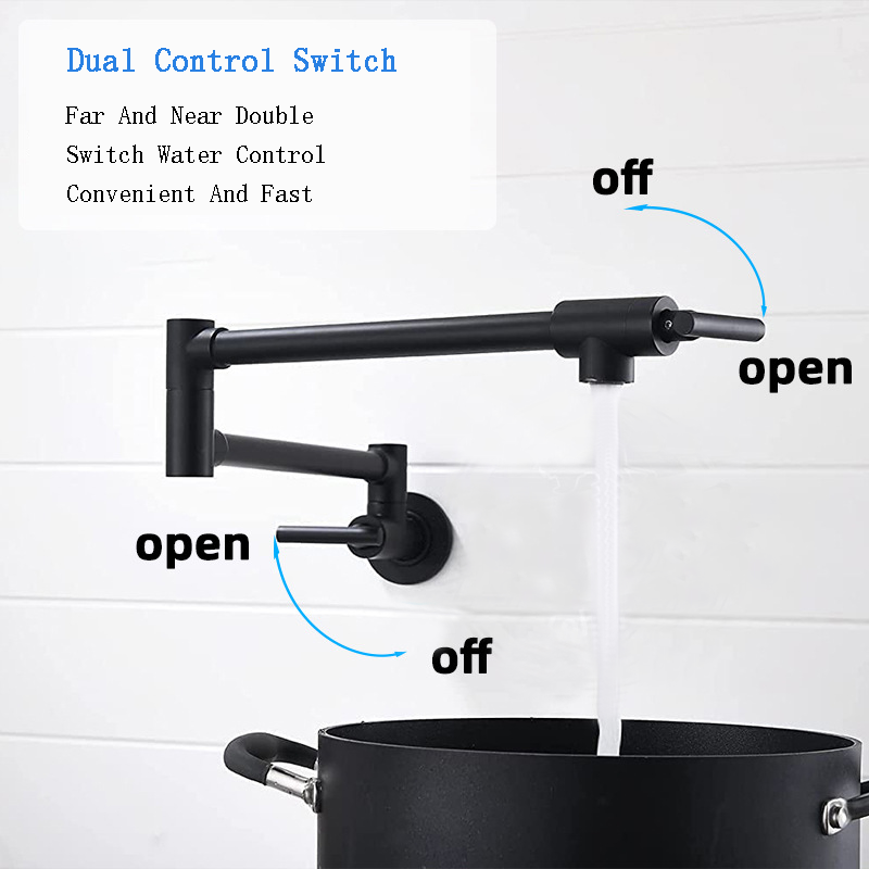 Wholesale High Quality Wall Mounted Rose Gold Pot Filler Faucet Tap flexible Double Joint Swing Arms Kitchen sink faucet