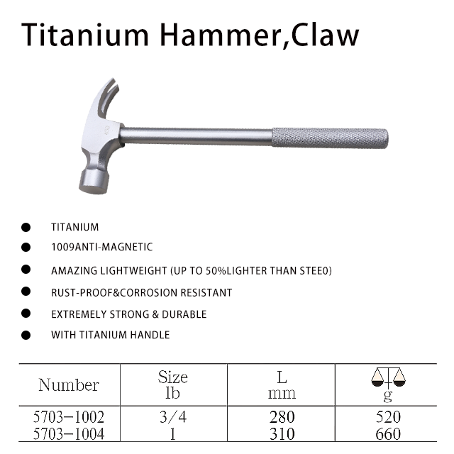 X-SPARK Non-sparking Titanium Claw Hammer,construction tools,Aero Space Work 1lb 310mm