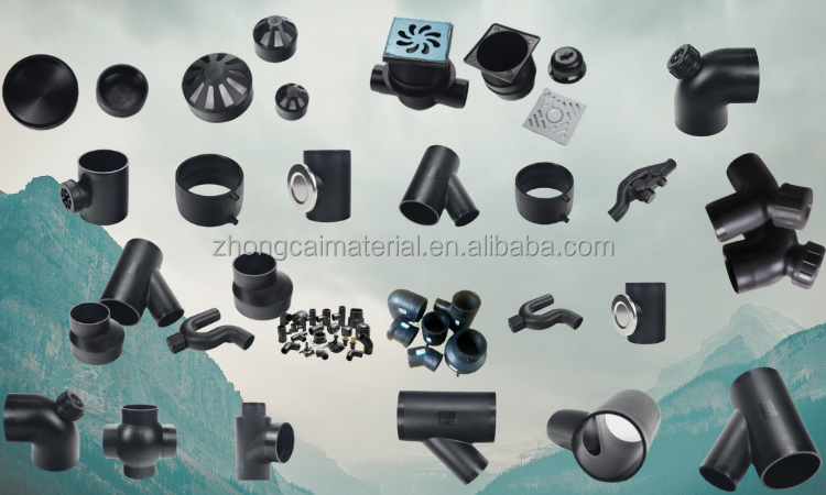 Iso4427 Hdpe Water Pipe Fittings Butt Fusion Plastic Equal Cross Tee 4 Way Tee For Plumbing System