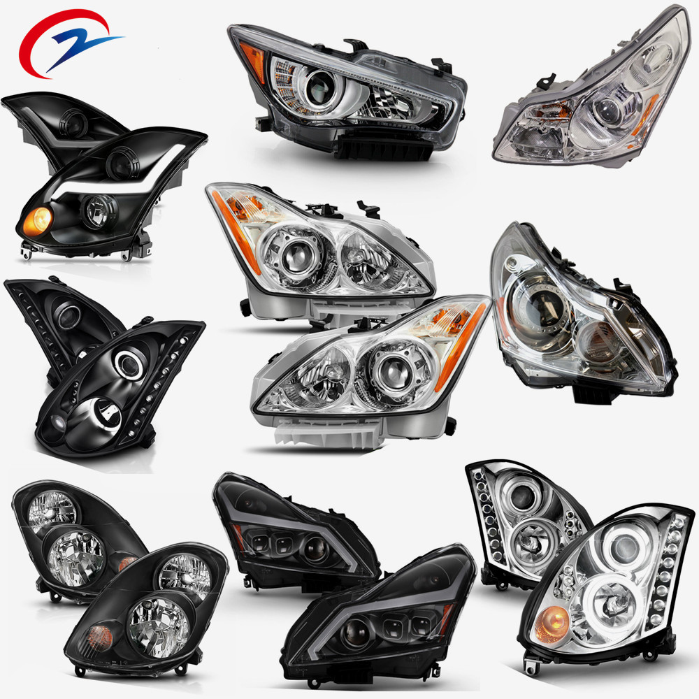 Car Headlamps DRL Halogen LED Halo Headlights Assembly Replacement Projector Clear Chrome For Infiniti Q50 G35 G37 G25 Q40 Q60