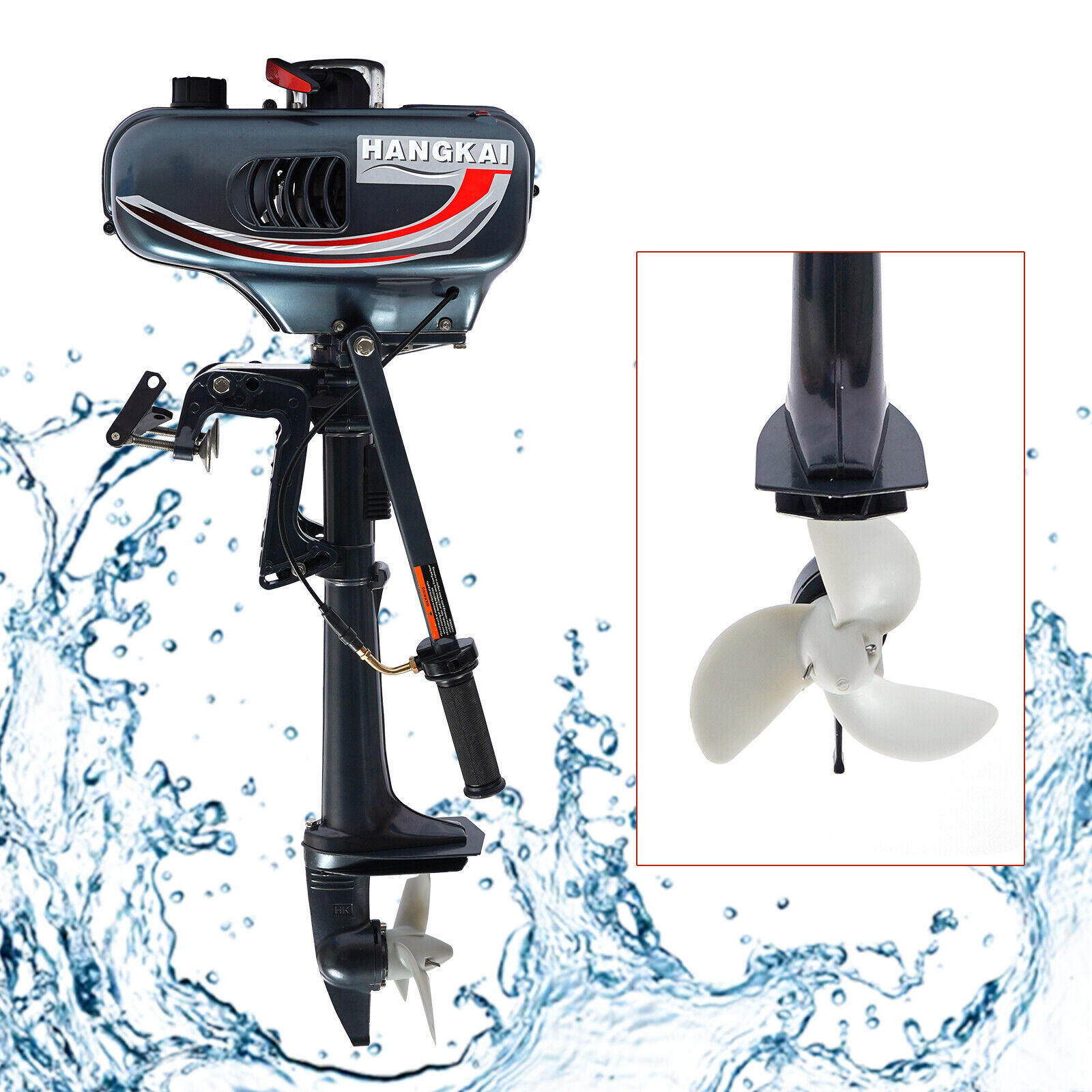 3.5HP 2-Stroke Outboard Motor Boat Engine For Fishing Boat 49cc Water Cooling System CDI Propeller Heavy Duty Clutch Control