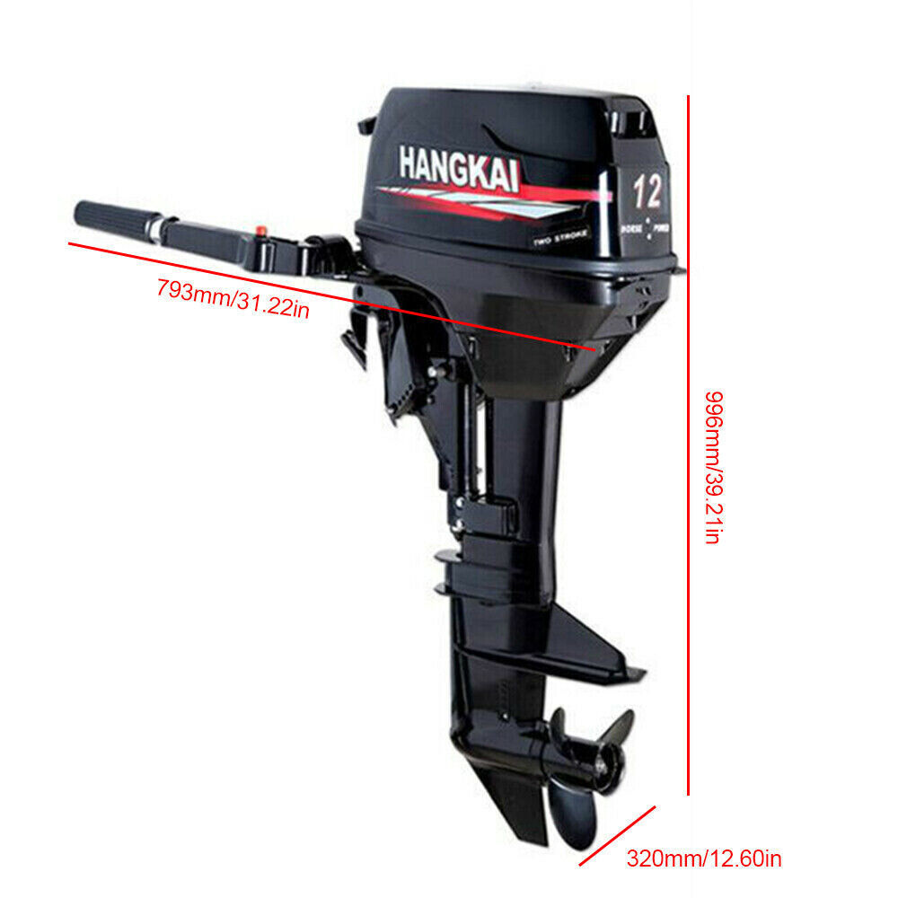 12HP 2-Stroke Outboard Motor Boat Engine Short Shaft For Fishing Boat 8800W 169cc Water Cooling System CDI Propeller Heavy Duty