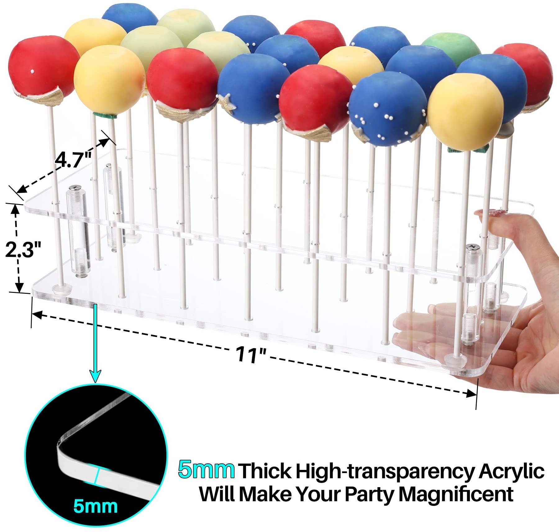 21 Holes Clear Acrylic Cake Pops Display Stand Transparent Party Cake Lollipop Acrylic Display Holder Stand