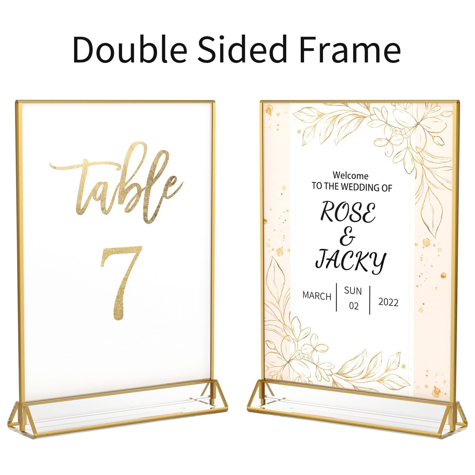 4 x 6 Clear Acrylic Sign Holder with Gold Borders Double Sided Table Menu Acrylic Holders Table Number Display Stand